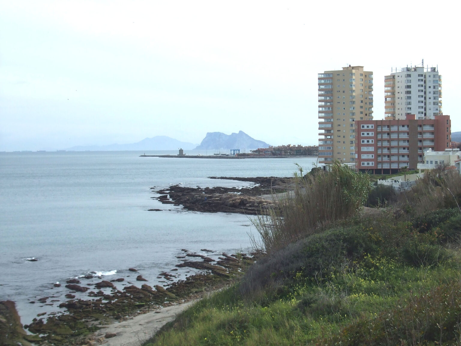 Torreguadiaro coastline with Sotogrande and Gibraltar in the distance
